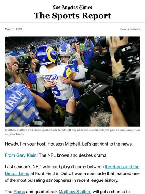 Los Angeles Times The Sports Report Rams Chargers Release Their