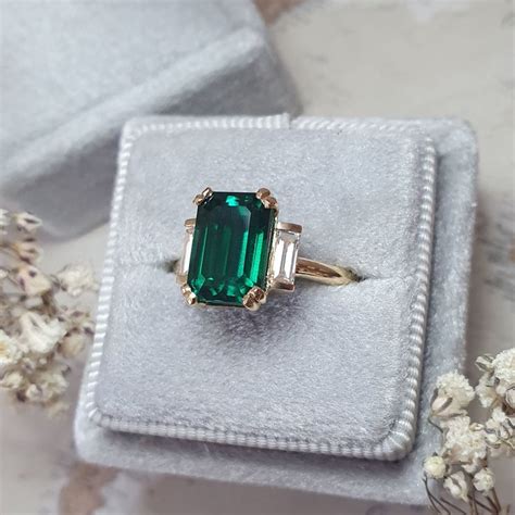 Art Deco Inspired Emerald And Diamond Ring In 2023 Art Deco