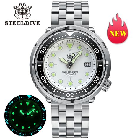 STEELDIVE Montre de Plongée Classique SD1975 Étanche à 300m Lunette