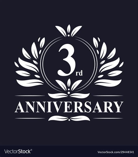 3 Years Anniversary Logo 3rd Royalty Free Vector Image