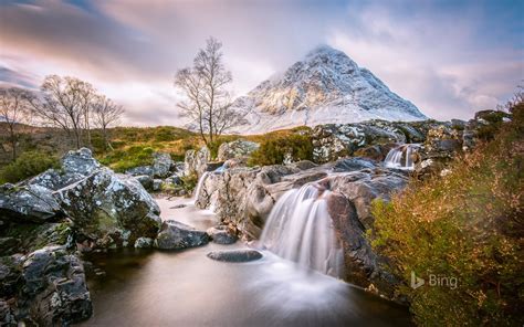 Scottish Highlands Snow Mountains River 2017 Bing Wallpaper Preview