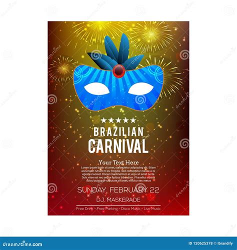 Happy Brazilian Carnival Day Colorful Abstract Carnival Brochure With