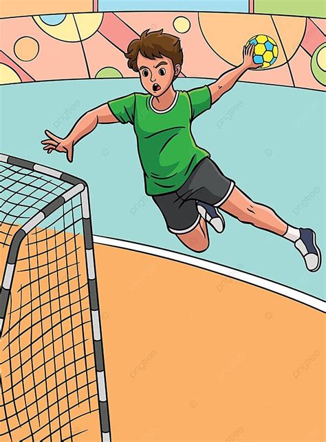 Handball Sports Colored Cartoon Illustration Sport Doodle Graphic