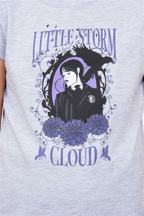 Mini Wednesday Addams Little Storm Cloud Screen Tee Heather Grey