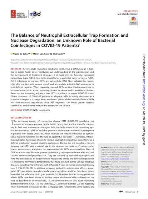 PDF The Balance Of Neutrophil Extracellular Trap Formation And