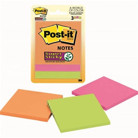 Post It Super Sticky Notes Rio De Janeiro 76 X 76mm 3 Pack Box Of 6