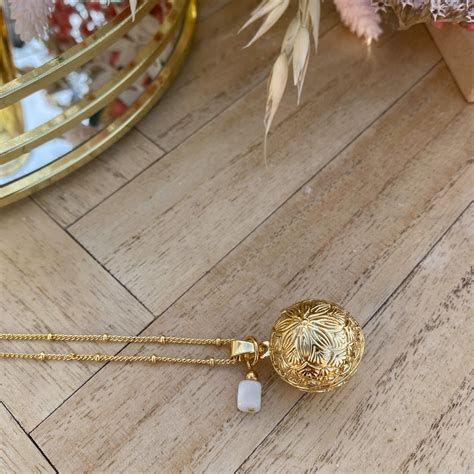 Harmony Ball Necklace With Natural Stone L Lithotherapy L Gift Future