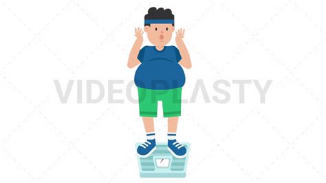 Fat Man On Weighing Scale [royalty Free Stock Animation] Videoplasty