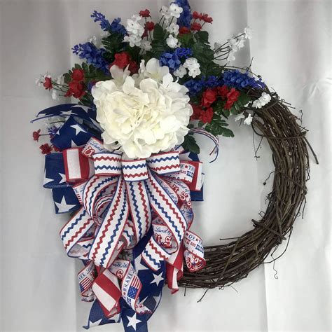 Patriotic Wreath Front Door Wreath By Libowdesigns On Etsy Door