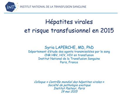 Pdf H Patites Virales Et Risque Transfusionnel En H Patites