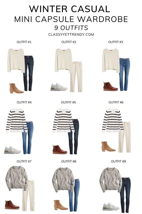 Winter Casual Mini Capsule Wardrobe 9 Pieces 27 Outfits Classy Yet