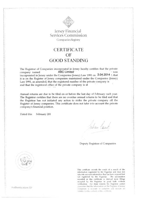 Certificate Of Good Standing Nj Bar