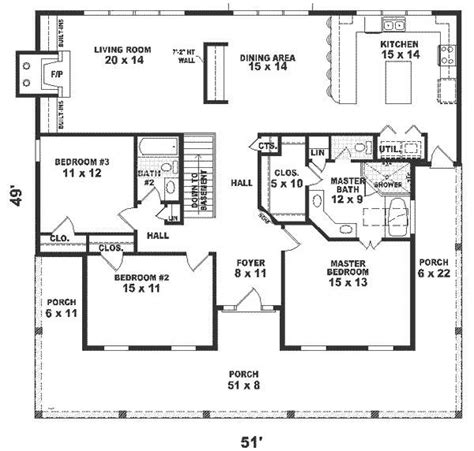 One Story House Plans 1500 Square Feet 2 Bedroom Square Feet 3