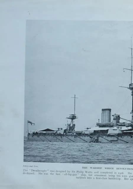 1914 WW1 PRINT Warship Dreadnought Sir Philip Watts First-Class ...