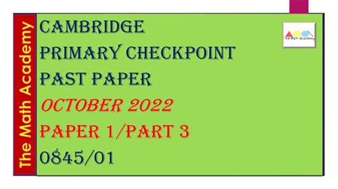 Checkpoint Primary Maths October Paper Part Cambridge Primary