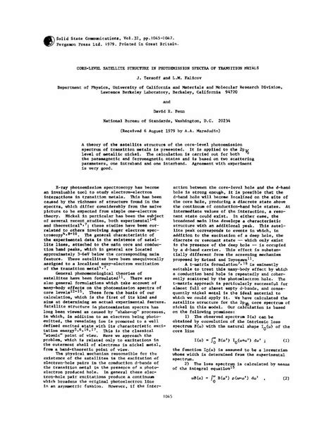 PDF Core Level Satellite Structure In Photoemission Spectra Of