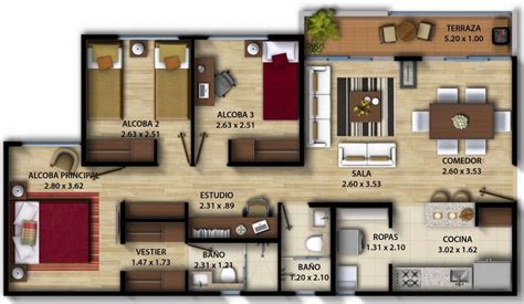 Planos De Departamentos Con Medidas