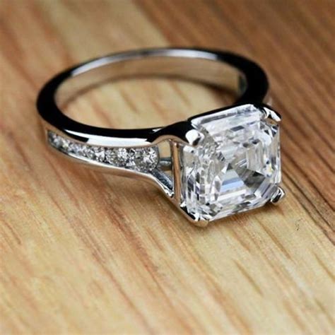 8mm Asscher Cut Moissanite Diamond Ring Solitaire With Etsy