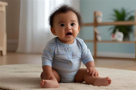 Crawling Baby Boy Indoors Premium Ai Generated Image