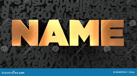 Name Gold Text On Black Background 3d Rendered Royalty Free Stock