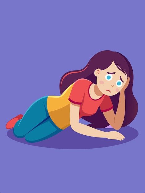 A Cartoon Woman Lying On The Floor With Her Eyes Closed Premium Ai