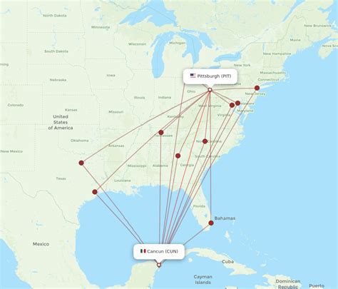 All Flight Routes From Cancun To Pittsburgh Cun To Pit Flight Routes