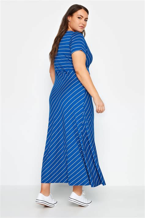 Yours Plus Size Blue Striped Wrap Maxi Dress Yours Clothing