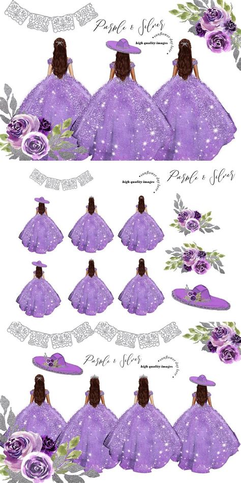 Purple Silver Princess Clipart