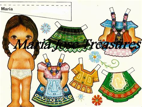 Vintage Mexican Paper Dolls Maria With Traditional Dresses Digital Download - Etsy