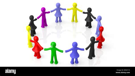 Group Of People Concept Circle Of Colorful Human Figures Holding Hands