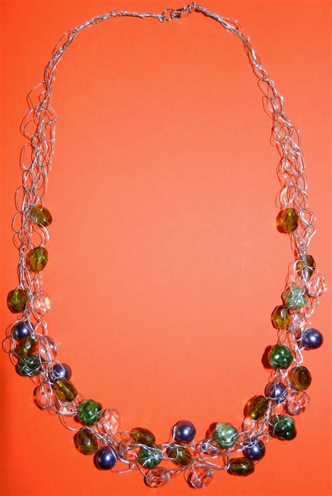 Handcrafted Crochet Wire Necklace With Beads