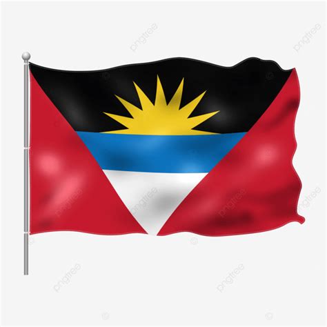 Antigua And Barbuda Flag Flying On Pole Antigua Barbuda Flag Png