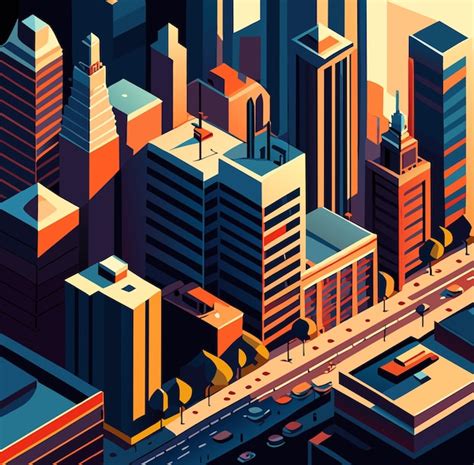 Premium Vector Modern City Skyline At Sunset Vector Art