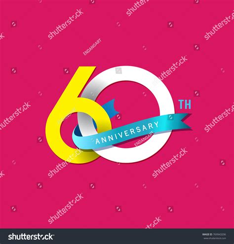 60th Anniversary Simple Emblems Template Design Stock Vector Royalty