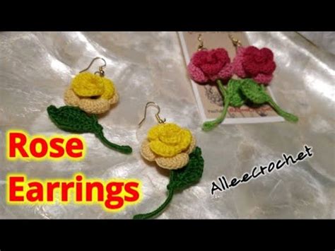 HOW TO CROCHET ROSE EARRINGS AlleeCrochet USA YouTube