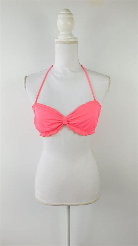 Vintage S Victorias Secret Neon Bright Hot Pink Scalloped Bikini