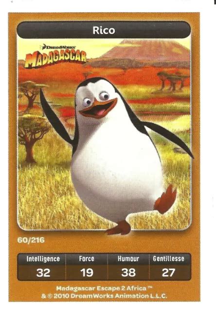 CARTE DE JEU Carte A Jouer Disney Carrefour Dreamworks Madagascar Rico