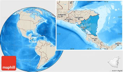 Political Location Map Of Nicaragua Shaded Relief Outside