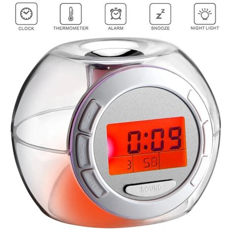 Clear Round Colorful Alarm Clock Colorful Light Changing Gradient Alarm