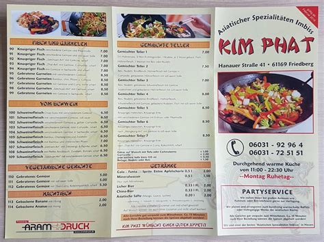 Speisekarte Von Asia Imbi Kim Phat Pub Bar Friedberg Hessen