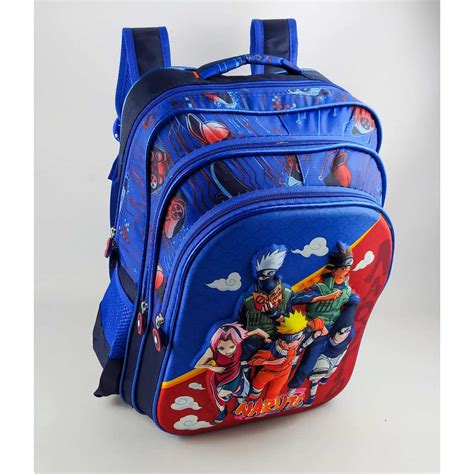 Mochila Grande 3 Divisorias Escolar De Costas Infantil Naruto Uzumaki