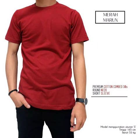 Jual Kaos Polos Pria Wanita Warna Maroon Bahan Combed 30s Premium Size