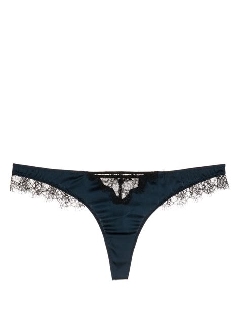 Kiki De Montparnasse Lace Inset Thong In French Navy Modesens