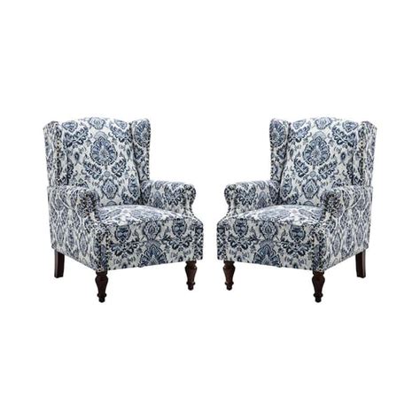 Reviews For JAYDEN CREATION Gille Traditional Navy Upholstered Wingback