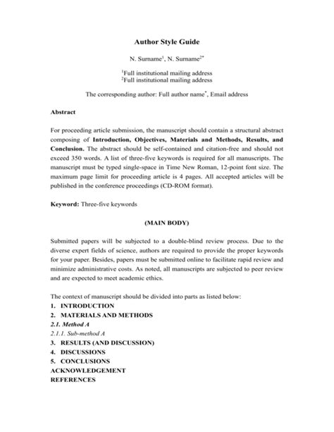 author style guide  conference proceedings