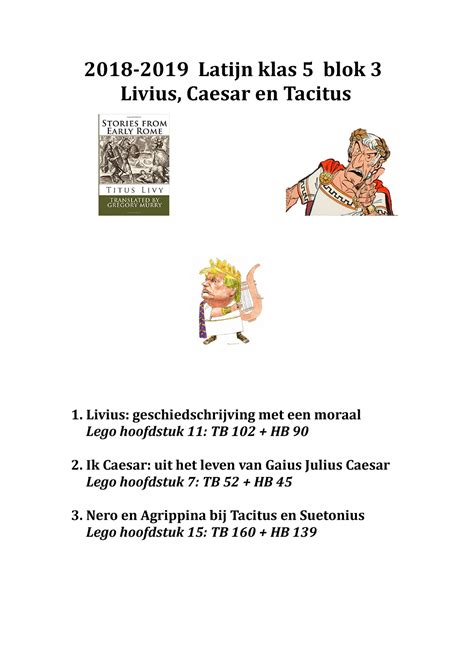 Livius Caesar En Tacitus Blok 3 2018 2019 Uitwerking Compleet Latijn