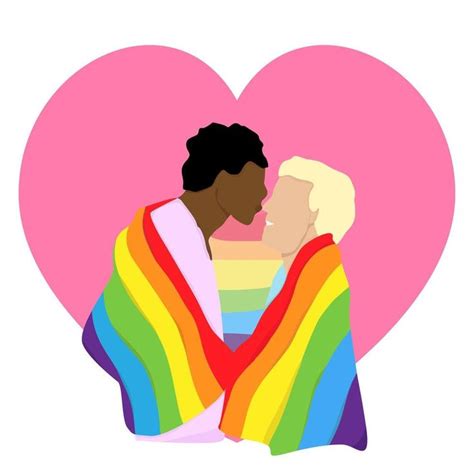 Love Of Two Men Lgbt Couple Rainbow Lgbt Flag Flat Vector Illustration в 2024 г Лгбт