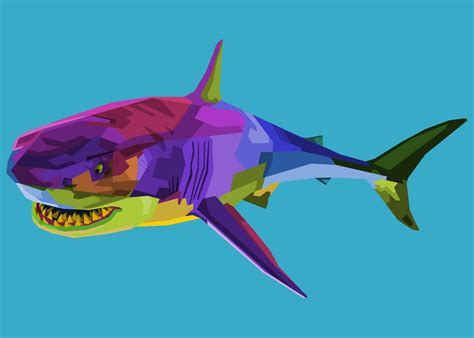 Colorful Shark On Pop Art Poster By Peri Priatna Displate