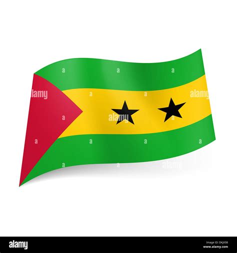 National flag of Sao Tome and Principe: yellow stripe with two black ...