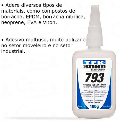 Cola Instantânea Tek Bond 793 20g Acrigel PostiçaTek Bond 793 20g